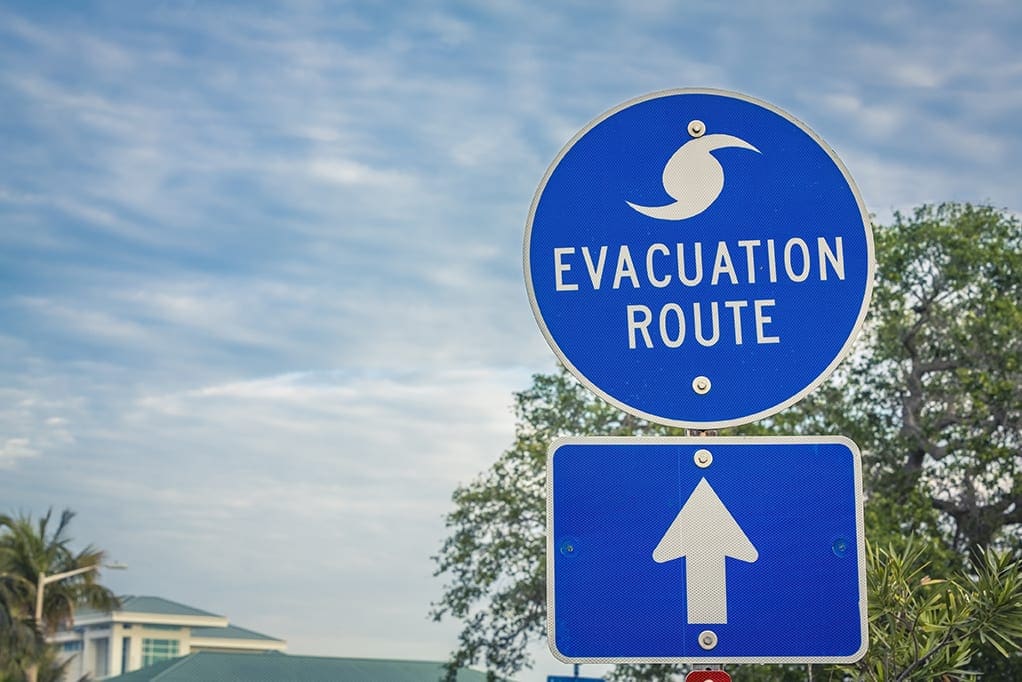"evacuation Route" street sign