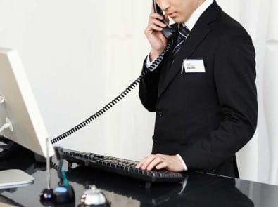 a concierge on the phone