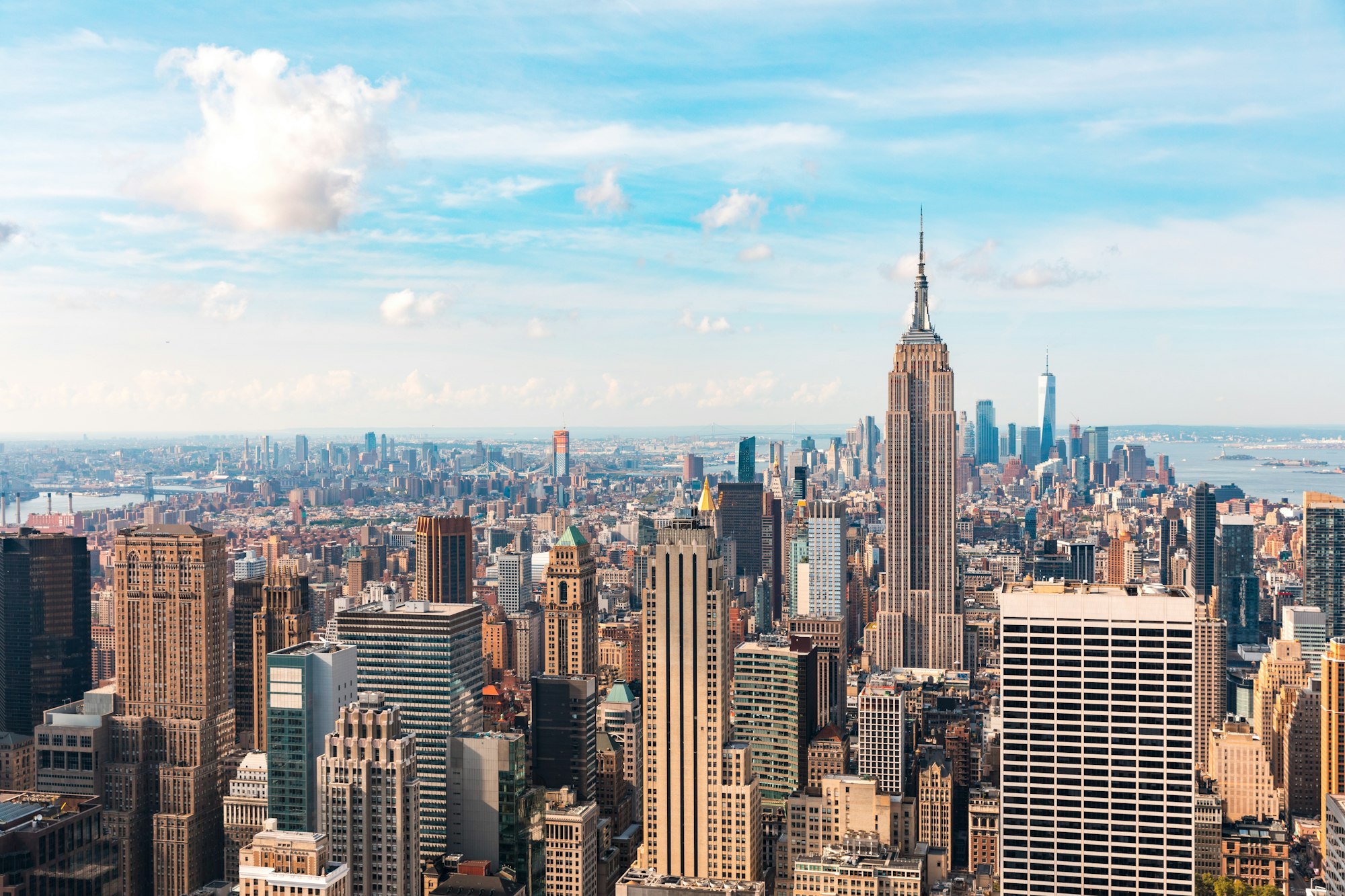 New york city skyline on a sunny day